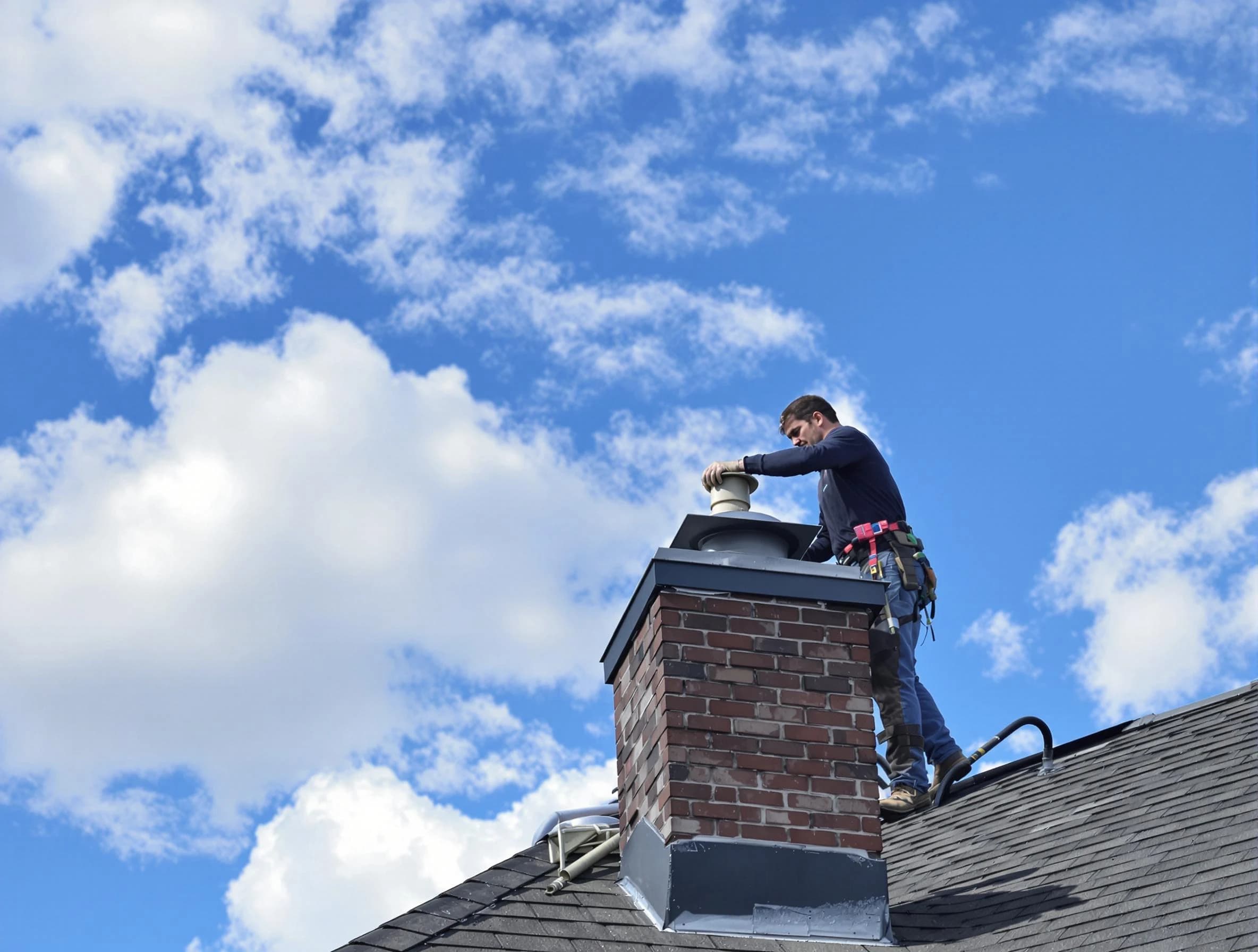 Lone Tree Chimney Sweep installing a sturdy chimney cap in Lone Tree, CO
