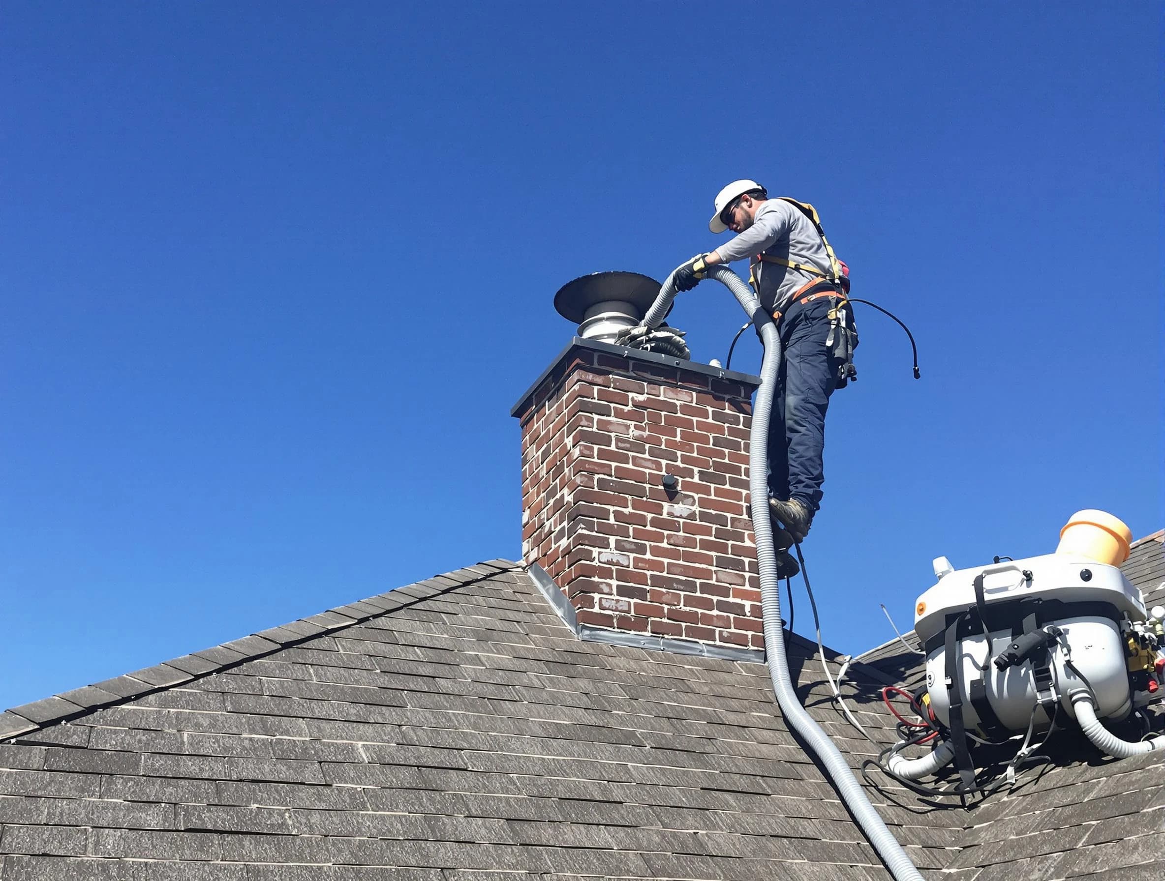 Dedicated Lone Tree Chimney Sweep team member cleaning a chimney in Lone Tree, CO