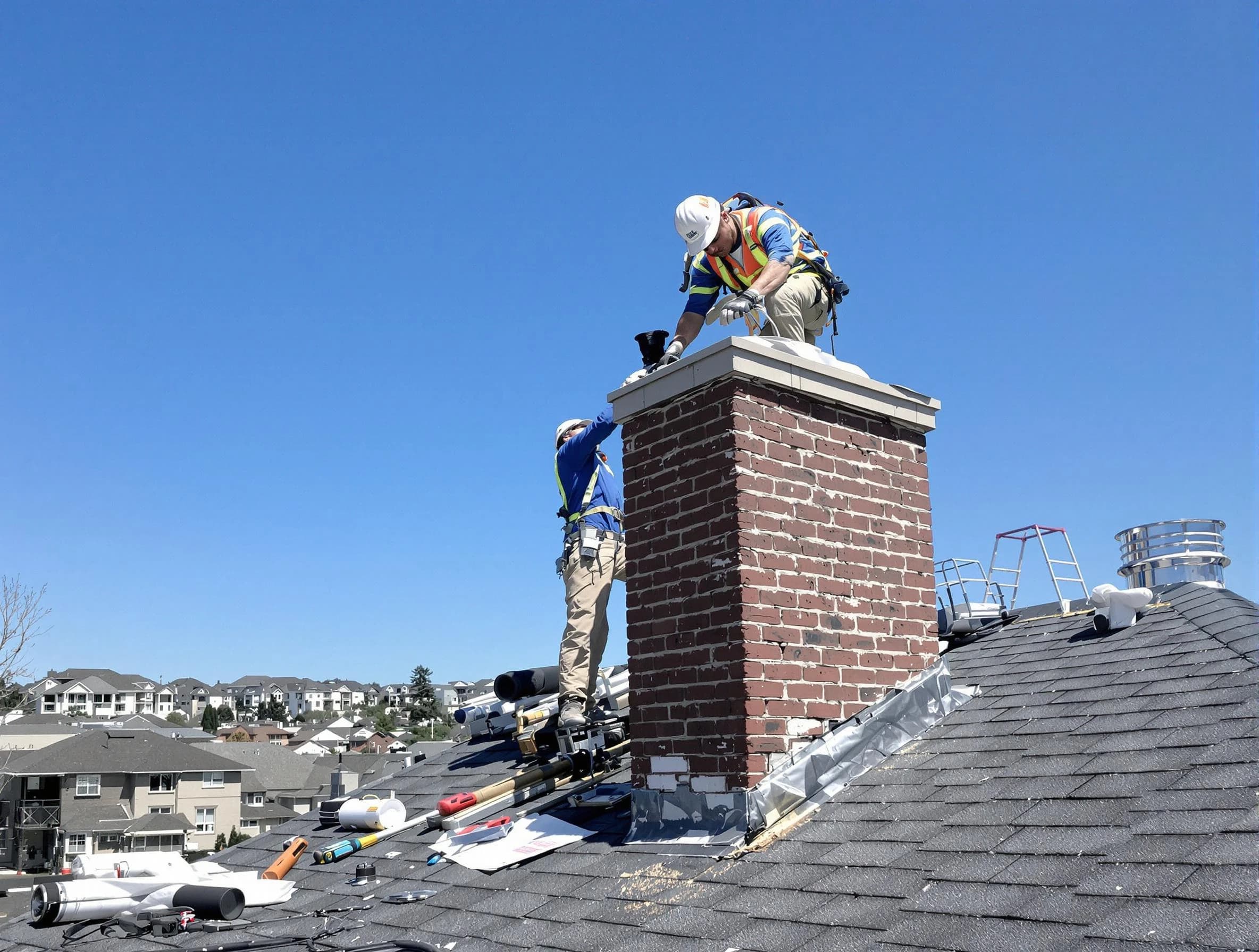 Lone Tree Chimney Sweep repairing a chimney crown in Lone Tree, CO