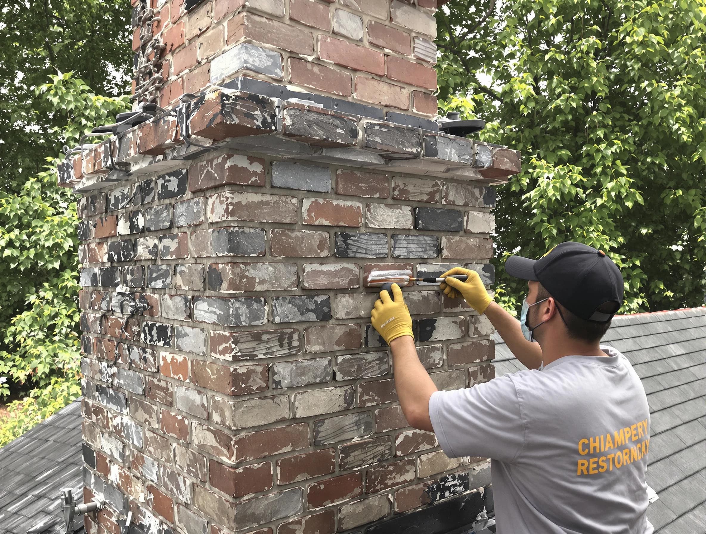 In-progress chimney restoration by Lone Tree Chimney Sweep in Lone Tree, CO