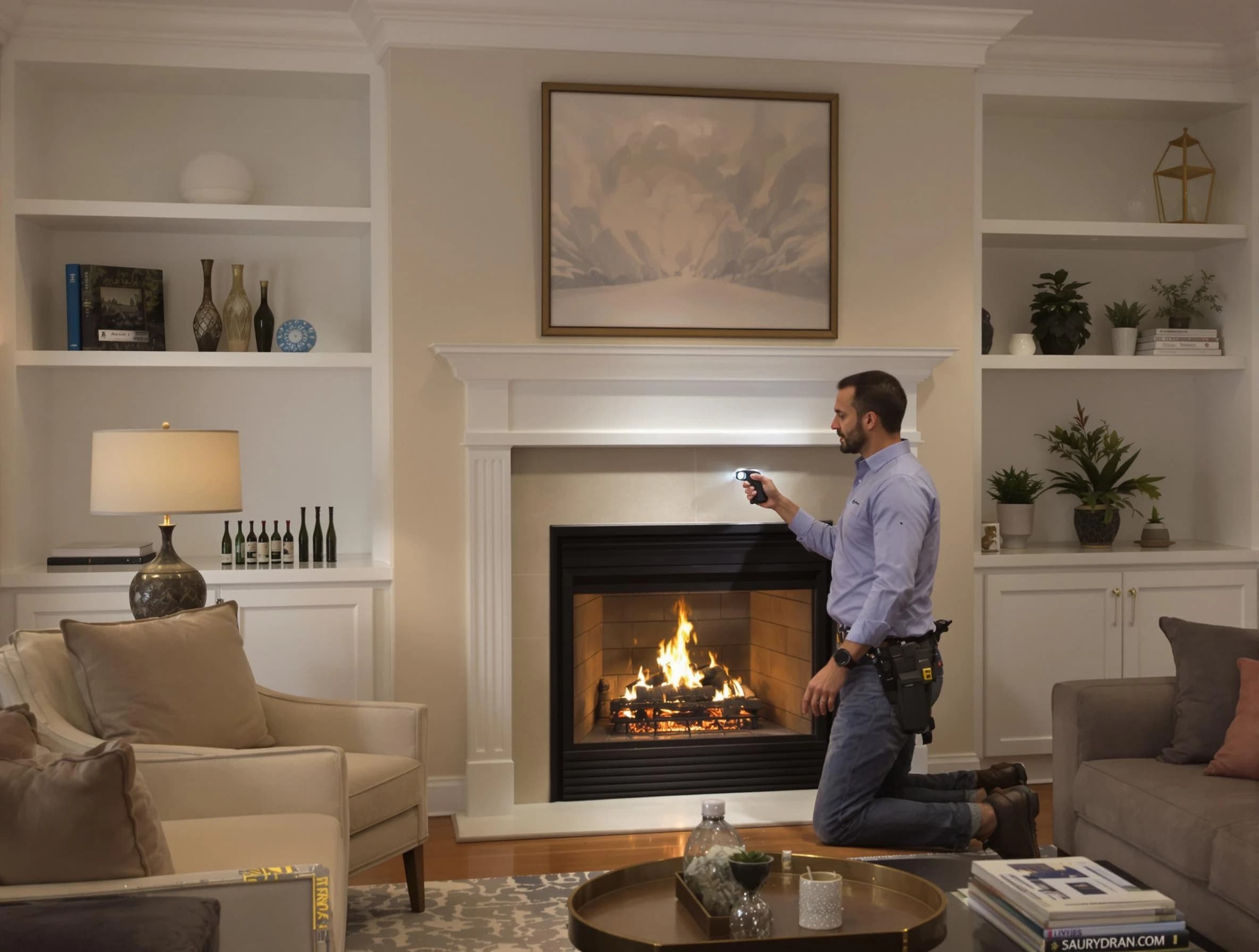 Lone Tree Chimney Sweep conducting a fireplace safety inspection in Lone Tree, CO