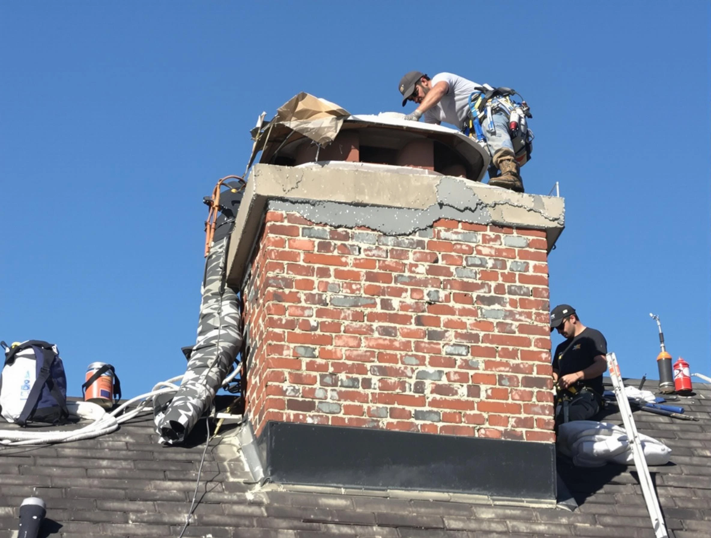 Lone Tree Chimney Sweep installing a custom chimney crown in Lone Tree, CO